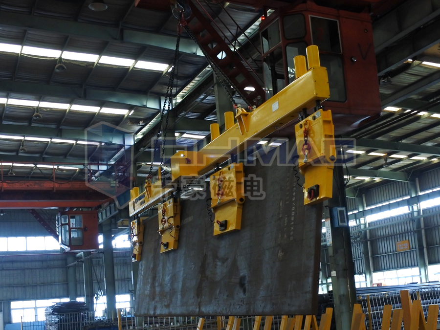 案例上新-鋼板起重電永磁鐵應用于上海某企業(yè)鋼板側吊